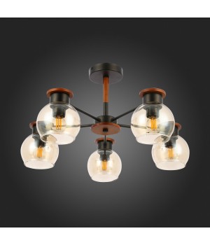 SLE108102-05 Люстра потолочная Черный, Темное дерево/Прозрачный, Янтарный E27 5*60W RASCO-foto8