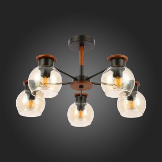 SLE108102-05 Люстра потолочная Черный, Темное дерево/Прозрачный, Янтарный E27 5*60W RASCO-foto8