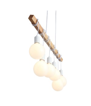 SL1142.503.06 Светильник подвесной Белый, Светлое дерево E27 6*60W BAGETTI-foto11