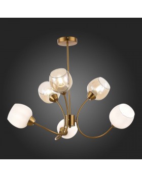 SLE1136-302-06 Люстра потолочная Латунь/Белый, Коньячный E27 6*60W TRATTI-foto5