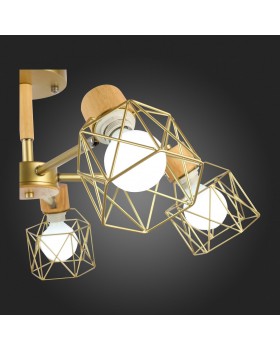 SLE110402-05 Люстра потолочная Золотистый, Светлое дерево/Золотистый E27 5*40W STELITTO-foto3