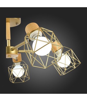 SLE110402-05 Люстра потолочная Золотистый, Светлое дерево/Золотистый E27 5*40W STELITTO-foto3