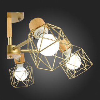 SLE110402-05 Люстра потолочная Золотистый, Светлое дерево/Золотистый E27 5*40W STELITTO-foto3