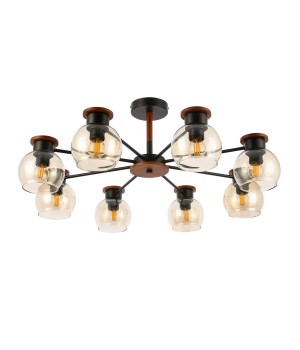 SLE108102-08 Люстра потолочная Черный, Темное дерево/Прозрачный, Янтарный E27 8*60W RASCO-foto2