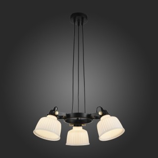 SL714.403.03 Люстра подвесная Черный с золотом/Белый E14 3*40W ALETANTE-foto3