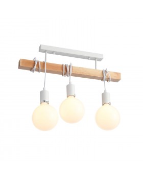 SL1142.503.03 Люстра потолочная Белый, Светлое дерево E27 3*60W BAGETTI-foto2
