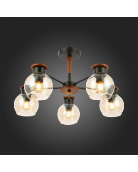 SLE108102-05 Люстра потолочная Черный, Темное дерево/Прозрачный, Янтарный E27 5*60W RASCO-foto7