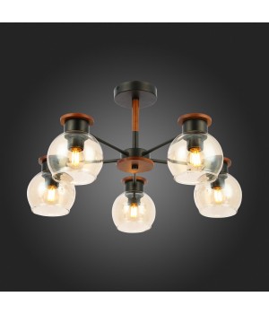 SLE108102-05 Люстра потолочная Черный, Темное дерево/Прозрачный, Янтарный E27 5*60W RASCO-foto7