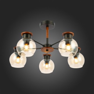 SLE108102-05 Люстра потолочная Черный, Темное дерево/Прозрачный, Янтарный E27 5*60W RASCO-foto7