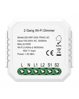 ST9000.500.02CDIM WIFI диммируемое реле 2 канала Белый - -*Max 2x100W - Ra IP20 L46xW46xH18 230V AROUND-foto3