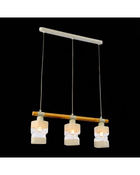 SLE114503-03 Светильник подвесной Белый, Светлое дерево/Белый, Прозрачный E27 3*60W ABIRITTO-foto4