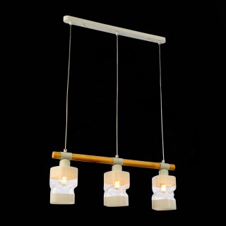 SLE114503-03 Светильник подвесной Белый, Светлое дерево/Белый, Прозрачный E27 3*60W ABIRITTO-foto4