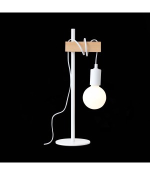 SL1142.504.01 Прикроватная лампа Белый, Светлое дерево E27 1*60W BAGETTI-foto4