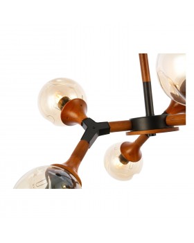 SLE109402-06 Люстра потолочная Черный, Темное дерево/Прозрачный, Янтарный E27 6*60W RAQUEL-foto2