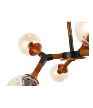 SLE109402-06 Люстра потолочная Черный, Темное дерево/Прозрачный, Янтарный E27 6*60W RAQUEL-foto2