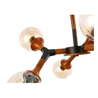 SLE109402-06 Люстра потолочная Черный, Темное дерево/Прозрачный, Янтарный E27 6*60W RAQUEL-foto2