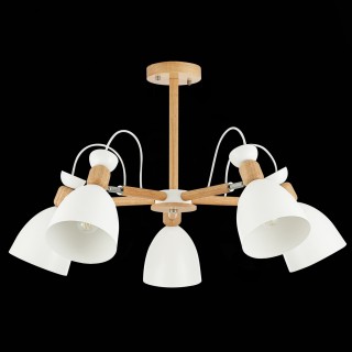 SLE103802-05 Люстра потолочная Светлое дерево, Белый/Белый E27 5*60W BALCAMO-foto4