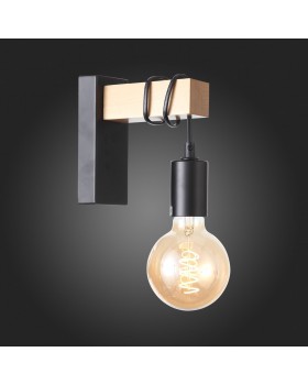 SL1142.401.01 Светильник настенный Черный, Светлое дерево E27 1*60W BAGETTI-foto5