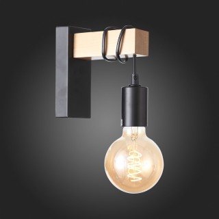 SL1142.401.01 Светильник настенный Черный, Светлое дерево E27 1*60W BAGETTI-foto5