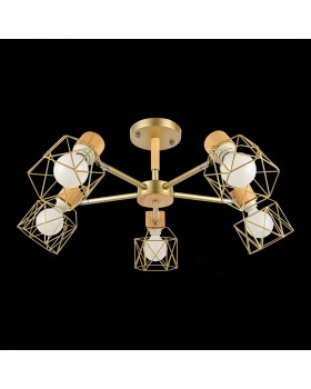 SLE110402-05 Люстра потолочная Золотистый, Светлое дерево/Золотистый E27 5*40W STELITTO-foto11