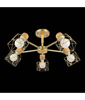 SLE110402-05 Люстра потолочная Золотистый, Светлое дерево/Золотистый E27 5*40W STELITTO-foto11