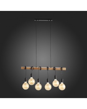 SL1142.403.06 Светильник подвесной Черный, Светлое дерево E27 6*60W BAGETTI-foto5