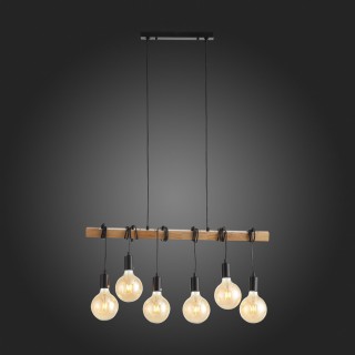 SL1142.403.06 Светильник подвесной Черный, Светлое дерево E27 6*60W BAGETTI-foto5
