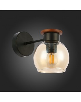 SLE108101-01 Светильник настенный Черный, Темное дерево/Прозрачный, Янтарный E27 1*60W RASCO-foto4