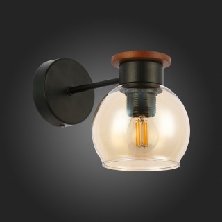 SLE108101-01 Светильник настенный Черный, Темное дерево/Прозрачный, Янтарный E27 1*60W RASCO-foto4