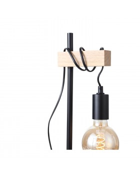 SL1142.404.01 Прикроватная лампа Черный, Светлое дерево E27 1*60W BAGETTI-foto2