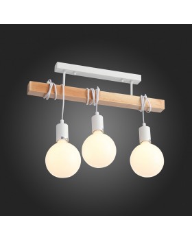 SL1142.503.03 Люстра потолочная Белый, Светлое дерево E27 3*60W BAGETTI-foto8