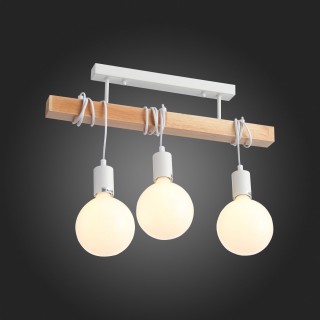 SL1142.503.03 Люстра потолочная Белый, Светлое дерево E27 3*60W BAGETTI-foto8