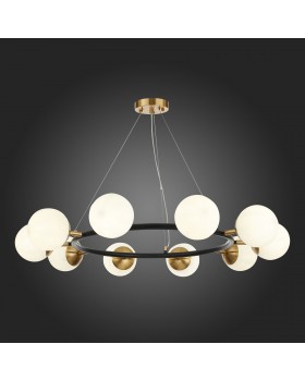 SLE220403-10 Люстра подвесная Черный, Латунь/Белый E27 10*60W FORLI-foto6