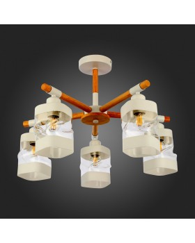 SLE114502-05 Люстра потолочная Белый, Светлое дерево/Белый, Прозрачный E27 5*60W ABIRITTO-foto8