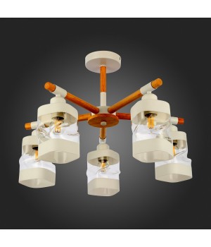 SLE114502-05 Люстра потолочная Белый, Светлое дерево/Белый, Прозрачный E27 5*60W ABIRITTO-foto8