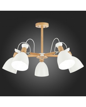 SLE103802-05 Люстра потолочная Светлое дерево, Белый/Белый E27 5*60W BALCAMO-foto5