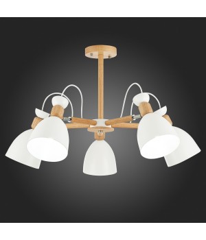 SLE103802-05 Люстра потолочная Светлое дерево, Белый/Белый E27 5*60W BALCAMO-foto5