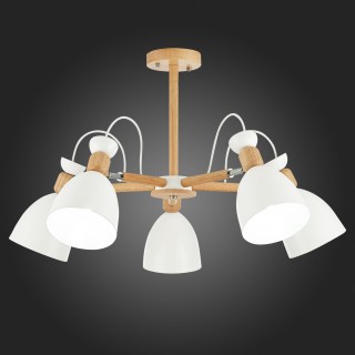 SLE103802-05 Люстра потолочная Светлое дерево, Белый/Белый E27 5*60W BALCAMO-foto5