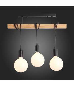 SL1142.403.03 Люстра потолочная Черный, Светлое дерево E27 3*60W BAGETTI-foto9