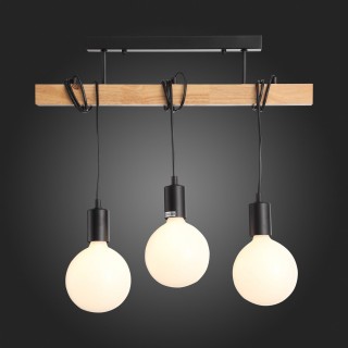 SL1142.403.03 Люстра потолочная Черный, Светлое дерево E27 3*60W BAGETTI-foto9