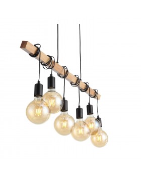 SL1142.403.06 Светильник подвесной Черный, Светлое дерево E27 6*60W BAGETTI-foto11