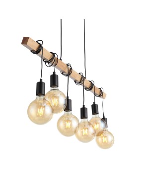 SL1142.403.06 Светильник подвесной Черный, Светлое дерево E27 6*60W BAGETTI-foto11