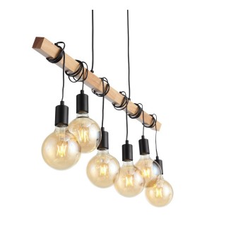 SL1142.403.06 Светильник подвесной Черный, Светлое дерево E27 6*60W BAGETTI-foto11