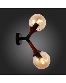 SLE109401-01 Светильник настенный Черный, Темное дерево/Прозрачный, Янтарный E27 2*60W RAQUEL-foto3