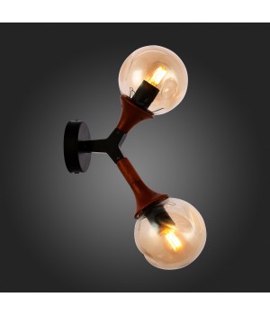 SLE109401-01 Светильник настенный Черный, Темное дерево/Прозрачный, Янтарный E27 2*60W RAQUEL-foto3