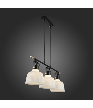 SL714.043.03 Люстра подвесная Черный с золотом/Белый E27 3*60W ALETANTE-foto3