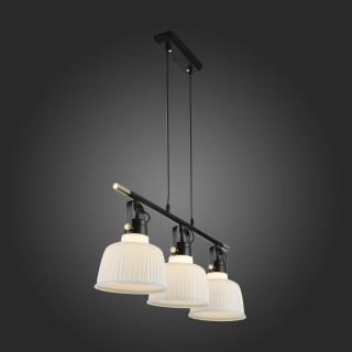 SL714.043.03 Люстра подвесная Черный с золотом/Белый E27 3*60W ALETANTE-foto3