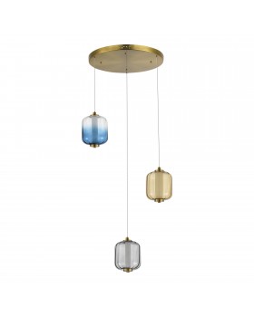 SL1193.303.03 Светильник подвесной ST-Luce Латунь/Янтарный,Дымчатый,Голубой LED 3*11,2W 3000K SUMMER-foto2