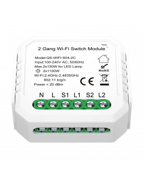 ST9000.500.02C WIFI реле 2 канала, 2х5A Белый - -*Max 2x1150W / 2x150W - Ra IP20 L46xW46xH18 100-240V AROUND-foto2
