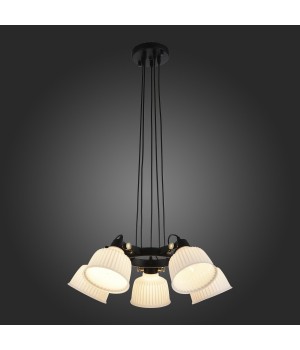 SL714.403.05 Люстра подвесная Черный с золотом/Белый E14 5*40W ALETANTE-foto3